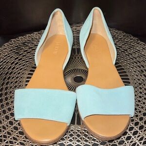 J. Crew Mint Blue D'Orsay Open-Toe Flat Sandals